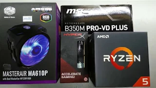 AMD RYZEN 5 1600 msi B350M PRO-VD Plus Kingston Hyper-X DDR4 Cooler Master MASTERAIR MA610P RGB FAN