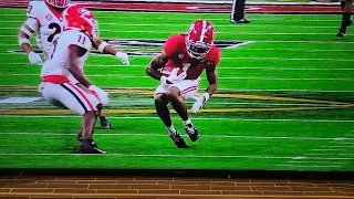 Jameson Williams of Alabama tears his ACL in the National Championship Game