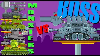 Battle of monsters with Megaboss - Cartoons about tanks