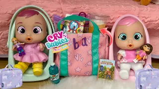 Cry baby dolls Packing diaper bag and suitcase for Daycare 🧳