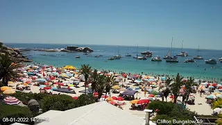 25 yachts and thousands of people pack Clifton 4th beach! Captured by live webcam