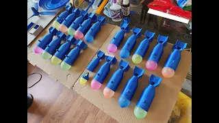 Shop Prep for 3D Printed M64 bombs with Water Balloon Warheads
