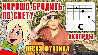 ХОРОШО БРОДИТЬ ПО СВЕТУ (ДОБРОТА) ПЕСНЯ ФУНТИКА ИЗ МУЛЬТФИЛЬМА (КАК ИГРАТЬ НА ГИТАРЕ) АККОРДЫ И БОЙ