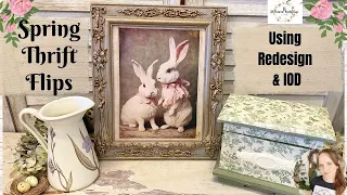 Spring Thrift Flips using Redesign & IOD | DIY Ornate Frame | French Country | How to Decoupage