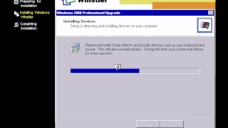 Upgrading microsoft whistler build 2250 on VMWare