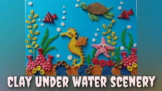underwater scenery using clay or playing dough/sea animals/clay modelling for kids/playing doh