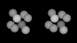 8-balls-3d-monochrome. Rotation in four-dimensional space. 4D. Fourth dimension. Hyperspace.