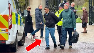 MAN GETS ARRESTED BY UNDERCOVER POLICE OFFICER AT CHANGING OF THE GUARD