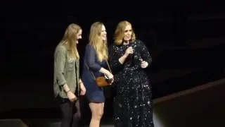 Adele live in Köln Cologne 15.05. 2016 - 2 girls make a selfie on stage with Adele