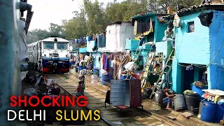 Train inside the Slums of Delhi | Indian Railways