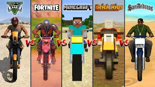 GTA 5 DIRTBIKE VS FORTNITE VS MINECRAFT VS GTA SA VS BRICK RIGS - WHICH IS BEST?