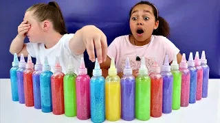 3 COLORS OF GLUE SLIME CHALLENGE!! Slime Fails | Toys AndMe