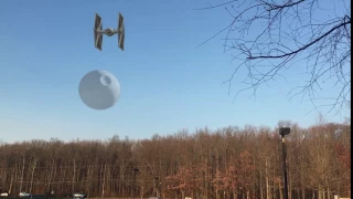 Death Star and TIE Fighter in Sky (Cut version)