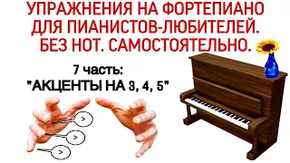 Упражнения Ганона на фортепиано без нот: «Акценты на 3, 4, 5». 9 упражнение Hanon