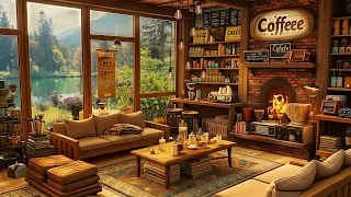 Spring Cozy Coffee Shop Ambience with Relaxing Jazz Background Music for Study, Work, Relax