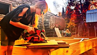 Building a Simple 12x12 Two-Story Off Grid Cabin Addition with our Daughters