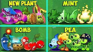 4 Team Plants NEW x MINT x BOMB x PEA Battlez - Who Will WIn? - PvZ 2 Gameplay