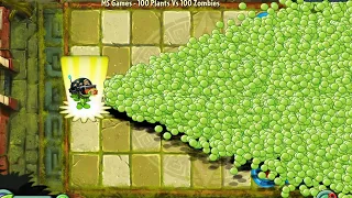 Mega Gatling Pea And 100 Plant Level 1 Vs 100 Parasol Zombie - PvZ 2 Gameplay