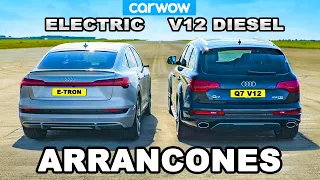 V12 Audi Q7 vs Audi e-tron: ARRANCONES *Diesel vs Eléctrico*