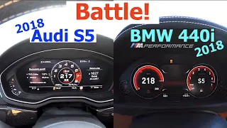 Acceleration Battle | Audi S5 vs. BMW 440i M Performance | 355 vs. 360 hp | Quattro vs. RWD