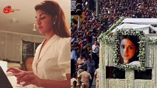 Jacqueline Fernandez playing piano for sridevi RIP