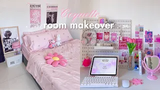 aesthetic room makeover 🎀🏹🩰 | coquette inspired, desk makeover, pinterest, shopee haul + unboxing