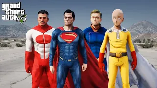 GTA 5 - SUPERMAN, HOMELANDER and OMNI-MAN vs. SAITAMA | EPIC BATTLE!!