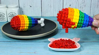 Super Crunchy Lego Rainbow Chicken Fried Recipe IRL | Stop Motion & Lego Cooking ASMR Video