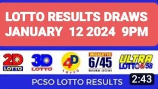 LOTTO RESULTS TODAY DR AW  JANUARY  12 2024 FRIDAY 9PM