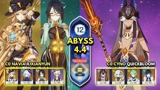 C0 Navia x Xianyun & C0 Cyno Quickbloom | Spiral Abyss 4.4 Floor 12 9 Stars | Genshin Impact 4.4