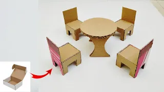 How to make a small chair and table with cardboard || diy cardboard chair and table#carboardchair