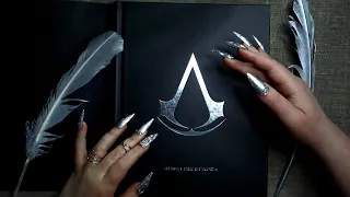 ASMR Book Sounds ✨ Page Turning & Squeezing & Tracing 📓 Assassins Creed Encyclopedia