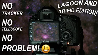 Lagoon Nebula WITHOUT a Star Tracker or Telescope, Start to Finish, DSLR Astrophotography