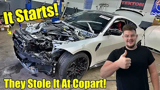 My Wrecked BMW M4 Comp Finally Runs!The ECU WAS STOLEN FROM COPART!