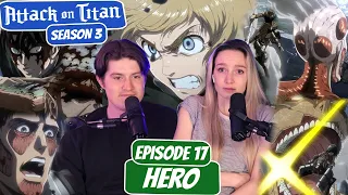 Armin the Hero | Attack on Titan Season 3 Reaction with my Girlfriend | Ep 17 “Hero"