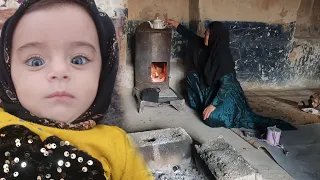 Installing a wood heater in a horrible and cold house:Rural life in Iran 2023