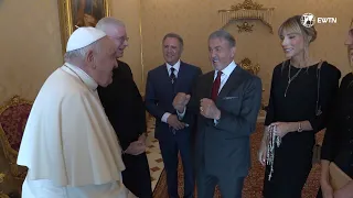 Papa Francis meets Rocky. Sylvester Stallone visits the Vatican with his family