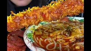 ASMR THE SPICIEST CHICKEN & CUP NOODLES IN THE WORLD🔥VAMPIRE CHICKEN GHOST PEPPER NOODLES MUKBANG#60