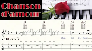 CHANSON D'AMOUR | MANHATTAN TRANSFER | Guitar tutorial | Melody, Chords & Lyrics | TAB & Sheet Music