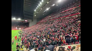 Southampton away to Liverpool them singing you’ll never walk alone