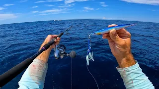 EPIC BITE and Fight On This Jig! Offshore Overnight Ocean Fishing - Montauk Canyon Challenge Attempt