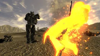 Enclave Trooper vs NCR Veteran Ranger   Fallout New Vegas npc battle