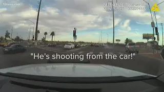 Police video shows chase and suspects opening fire on officers