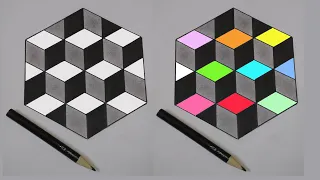 3d geometric drawing pattern tutorial #opticalillusions #geometricpatterns  #Anamorphicillusion #3d