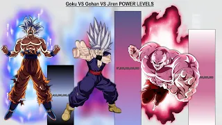 Goku VS Gohan VS Jiren POWER LEVELS All Forms - Dragon Ball Super