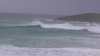Big perfect waves Fistral Newquay UK Early evening