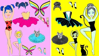 Ballerina paper dolls Ladybug dress up costumes dresses quiet book handmade papercrafts