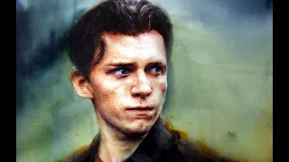 watercolor portrait painting SPIDERMAN Tom Holland