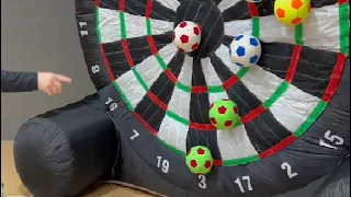 Giant Inflatable Soccer Dart Board for Kids, Fun For ALL AGES! Review and Demo! SO MUH FUN