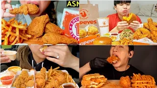 Asmr Popeyes Chicken Sandwich and Fried Chicken & Fries Mukbang| *Crunchy* Popeyes Chicken Mukbang